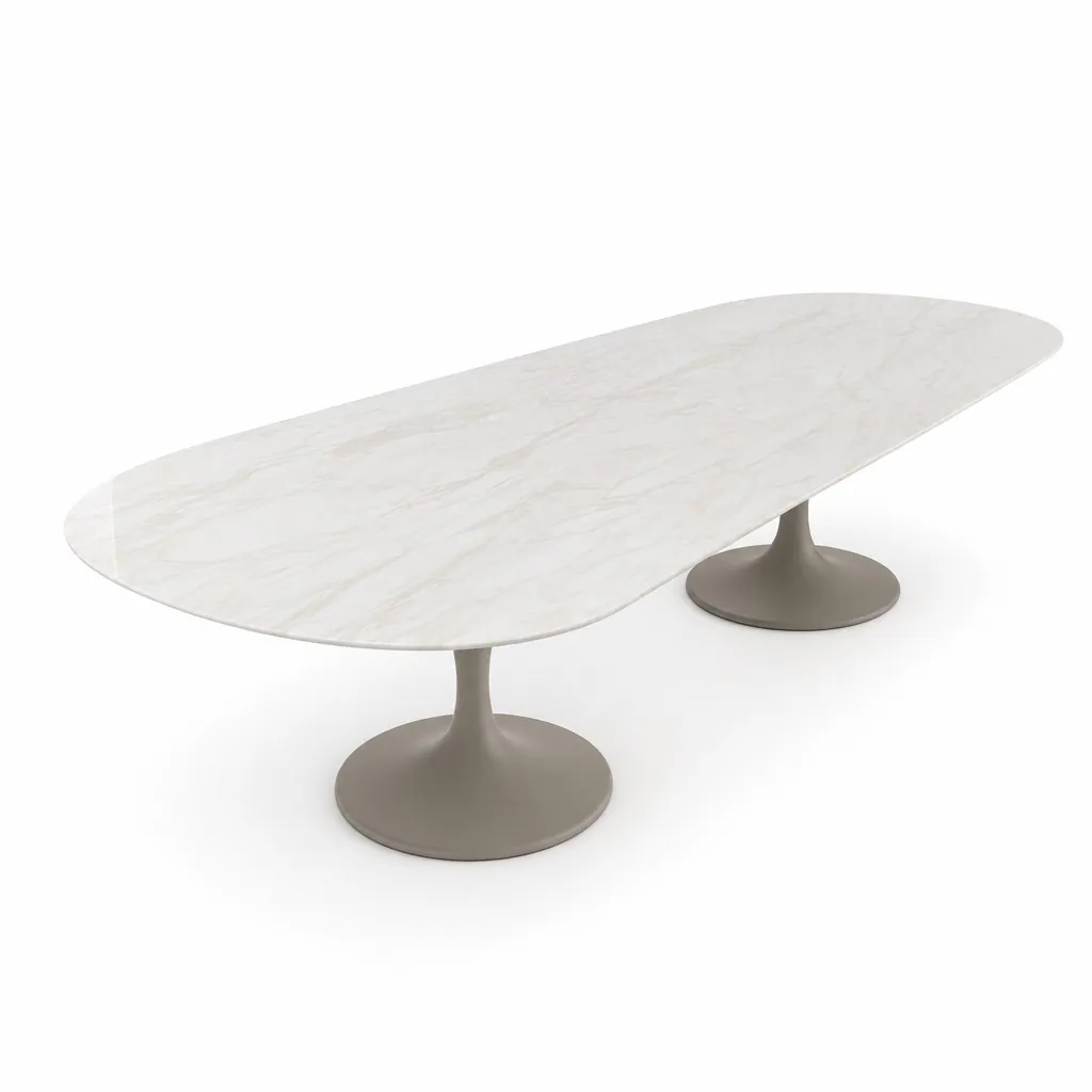 Mermer Tablalı Oval Yemek Masası – 287 cm