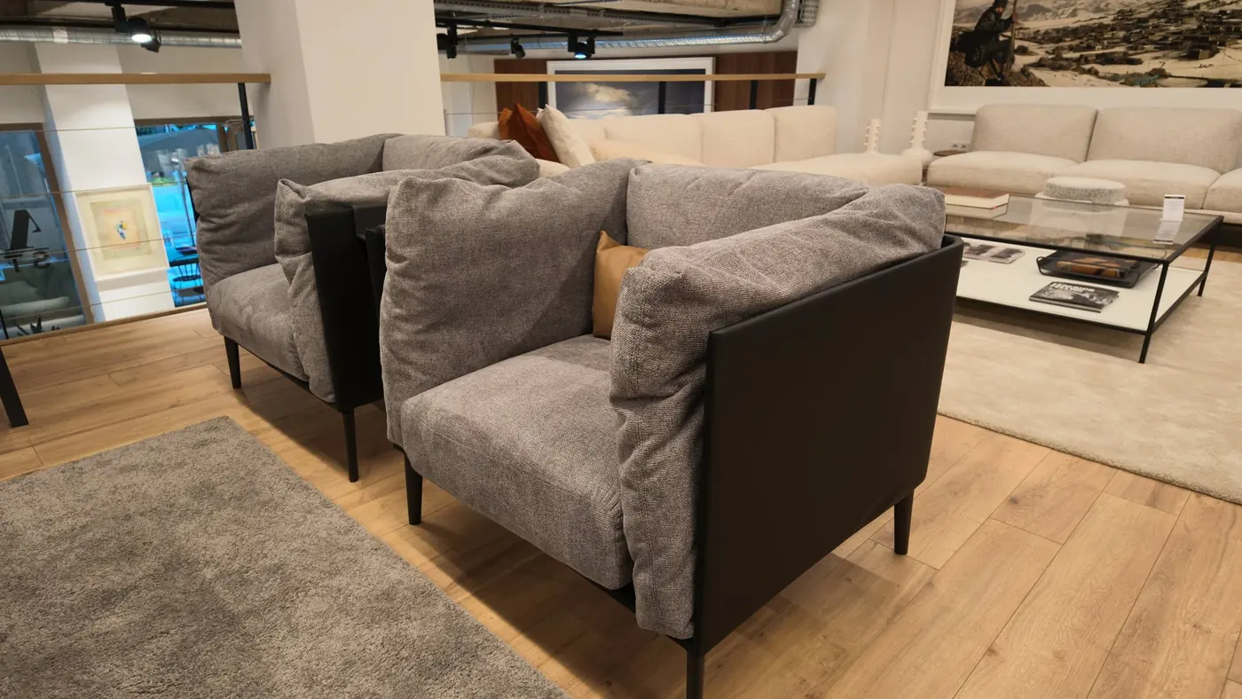 Novamobili Kubì Tekli Koltuk – Gri / Antrasit Deri Grey