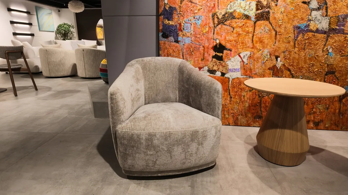 Olta Lenox Tekli Koltuk – Gri Kadife Grey
